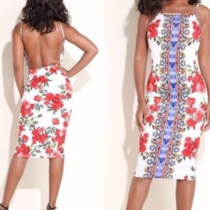 Back out Floral Bodycon